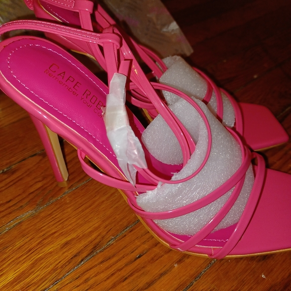 Cape Robbin Minnie Faux Patent Leather Strappy Stiletto Heels | 8 | Hot Pink 💖 - Picture 5 of 12